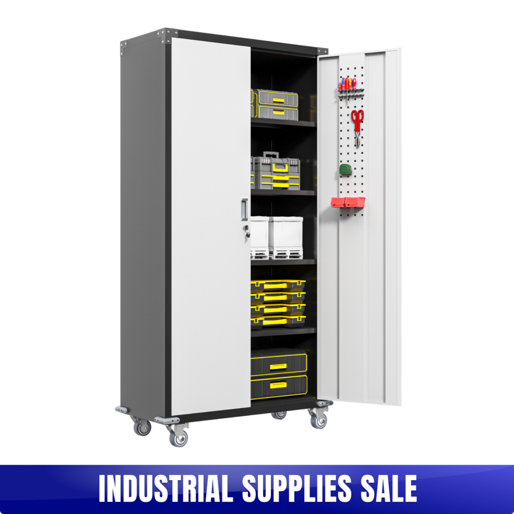 Garage Storage Cabinets with Locking Doors and 4 Adjustable Shelves_4Dock